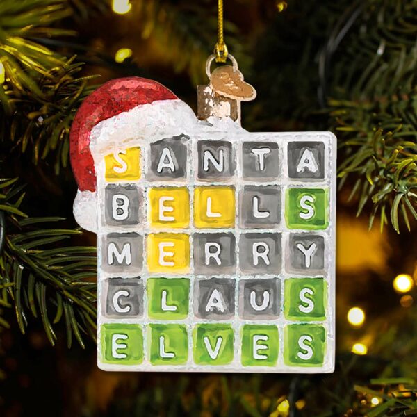 Wordle Ornament, Wordle 2D Christmas Gift, Funny Wordle Lover Gift 2024, Wordle Puzzle Board Ornament, Wordle Gift For Mom Dad - Image 6
