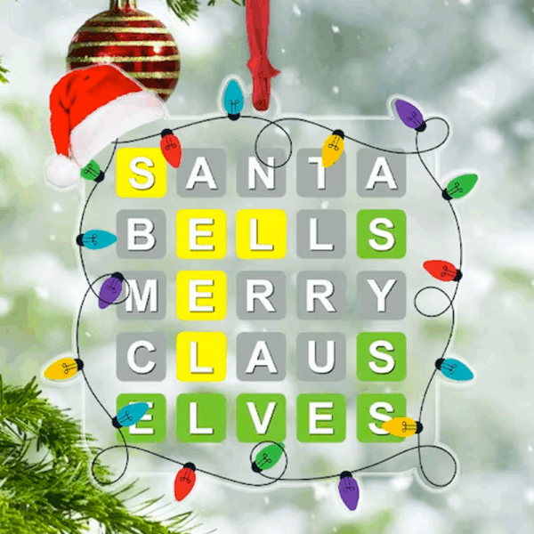 Wordle Ornament, Wordle 2D Christmas Gift, Funny Wordle Lover Gift 2024, Wordle Puzzle Board Ornament, Wordle Gift For Mom Dad - Image 2
