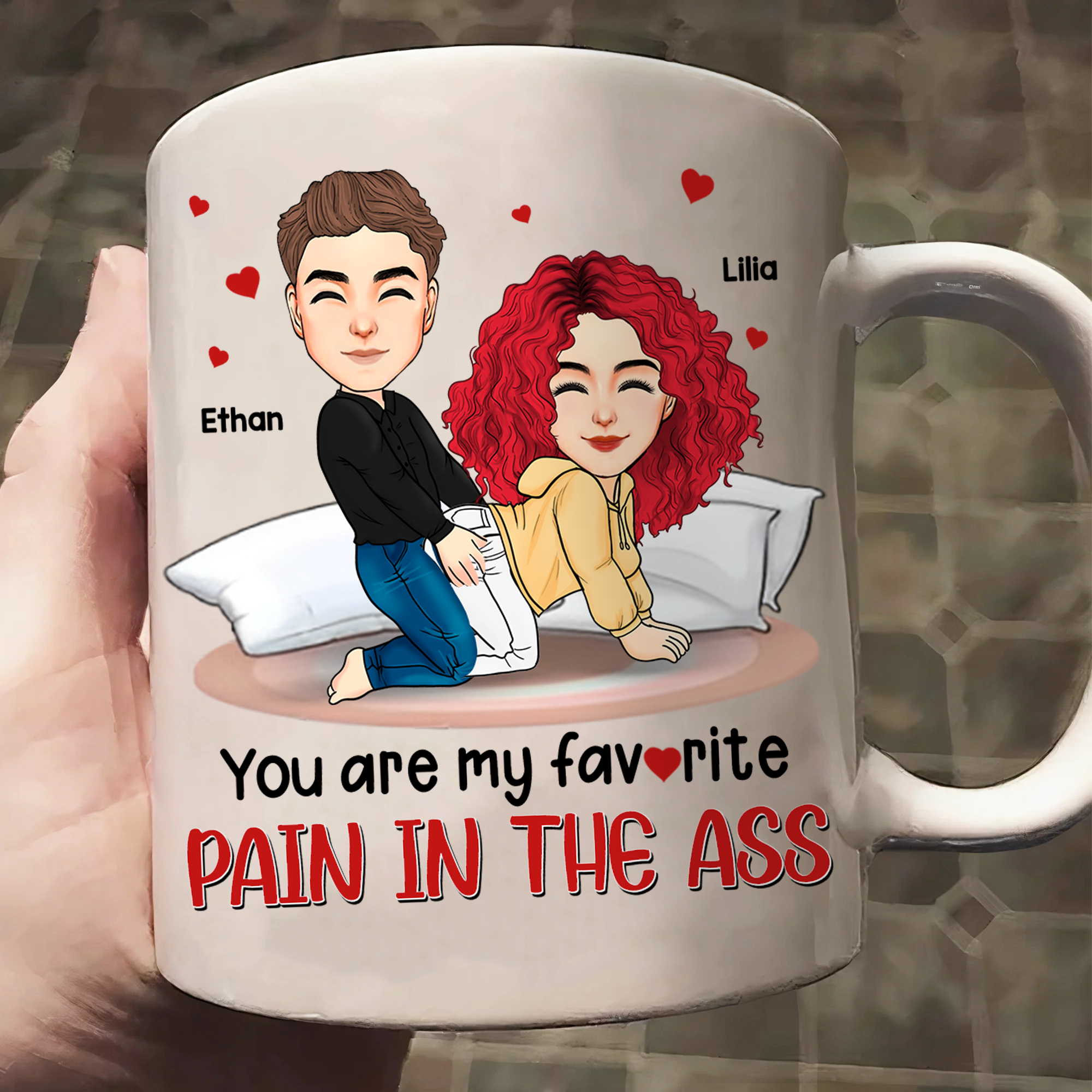 You Are My Favorite Pain In The Ass - Couple Personalized Custom Mug - Gift For Husband Wife, Anniversary