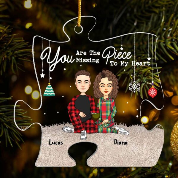 You Are The Missing Piece To My Heart Couples - Personalized Acrylic Ornament - Image 3
