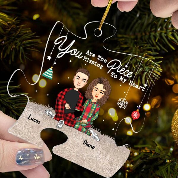 You Are The Missing Piece To My Heart Couples - Personalized Acrylic Ornament - Image 6