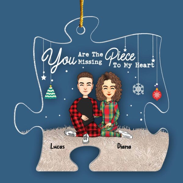You Are The Missing Piece To My Heart Couples - Personalized Acrylic Ornament - Image 4