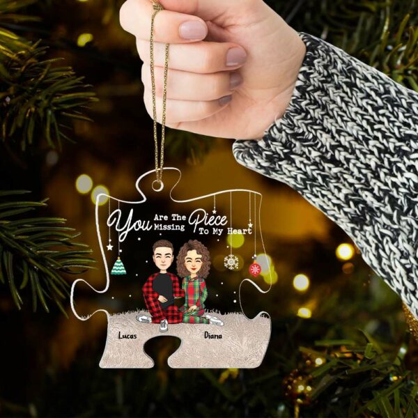 You Are The Missing Piece To My Heart Couples - Personalized Acrylic Ornament - Image 5