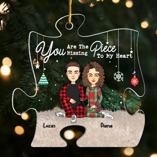You Are The Missing Piece To My Heart Couples - Personalized Acrylic Ornament - Image 2