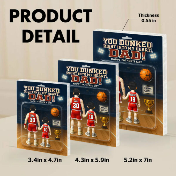 You Dunked Right Into My Heart Dad, Basketball Custom Figure Personalized Acrylic Block Plaque, Gift For Dad A2110 - Image 7