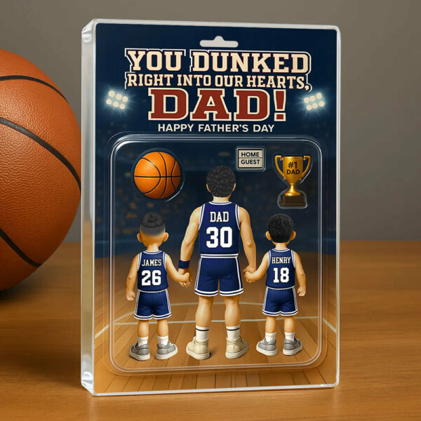 You Dunked Right Into My Heart Dad, Basketball Custom Figure Personalized Acrylic Block Plaque, Gift For Dad A2110 - Image 3