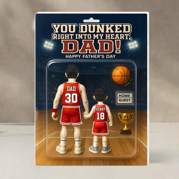 You Dunked Right Into My Heart Dad, Basketball Custom Figure Personalized Acrylic Block Plaque, Gift For Dad A2110 - Image 2