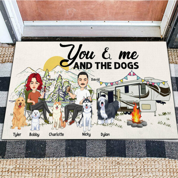 You & Me And The Dogs - Custom Doormat For Family, Camping Na04 - Image 2