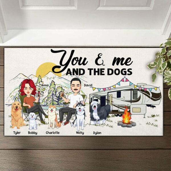 You & Me And The Dogs - Custom Doormat For Family, Camping Na04