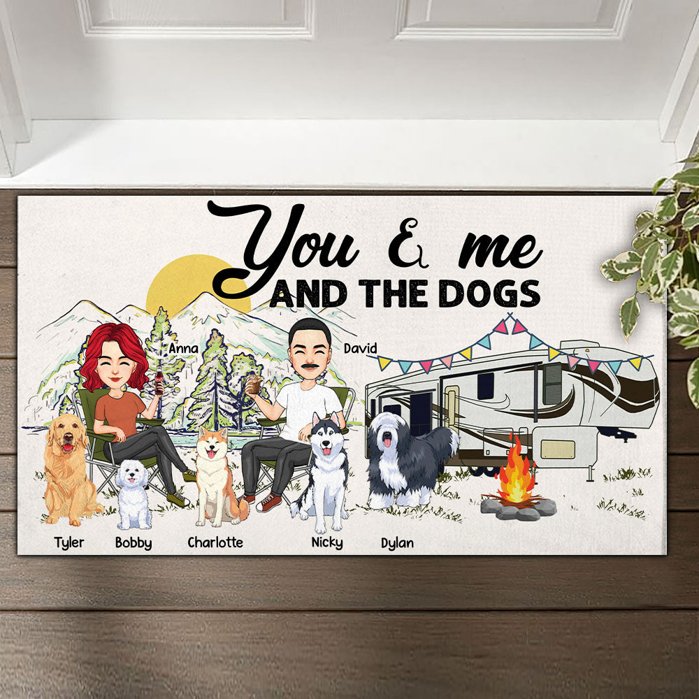 You & Me And The Dogs - Custom Doormat For Family, Camping Na04