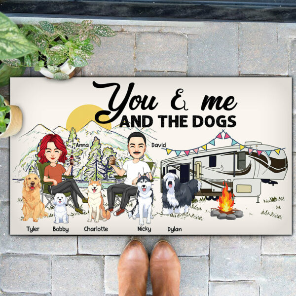 You & Me And The Dogs - Custom Doormat For Family, Camping Na04 - Image 3