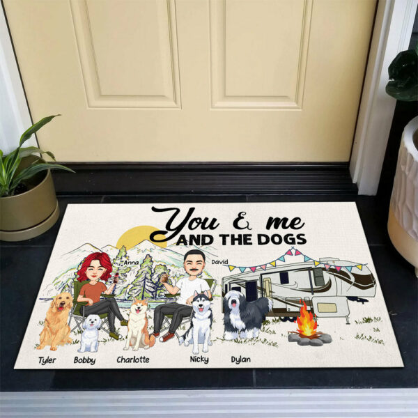 You & Me And The Dogs - Custom Doormat For Family, Camping Na04 - Image 5