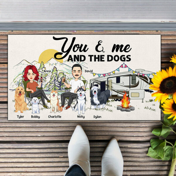 You & Me And The Dogs - Custom Doormat For Family, Camping Na04 - Image 6