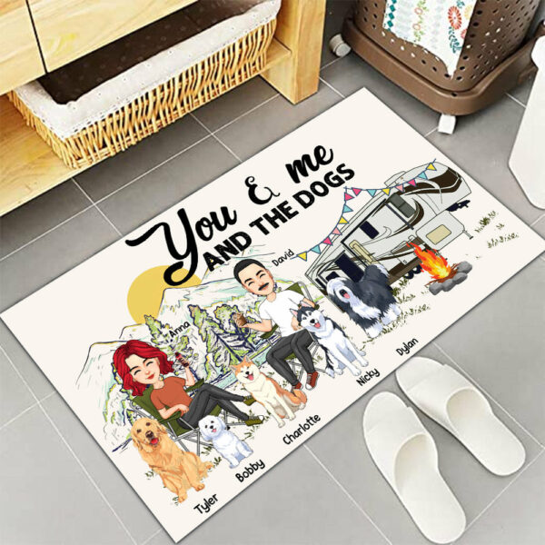 You & Me And The Dogs - Custom Doormat For Family, Camping Na04 - Image 4