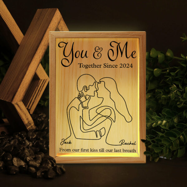 You & Me Together Since, From Our First Kiss Till Our Last Breath - Personalized Custom Frame Light Box Anniversary Gift for Couple - Image 4