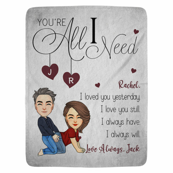You're All I Need - Personalized Blanket For Couple - Image 3