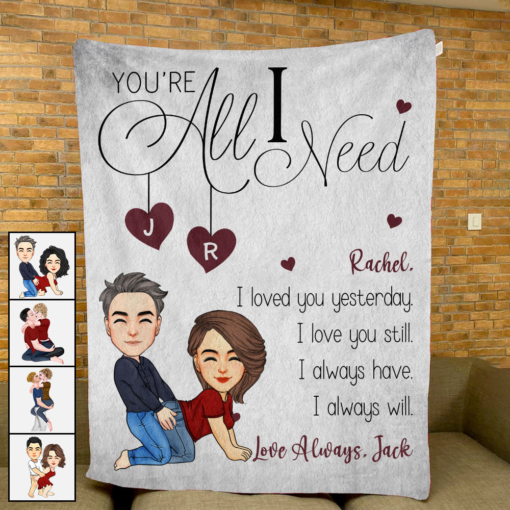 You're All I Need - Personalized Blanket For Couple