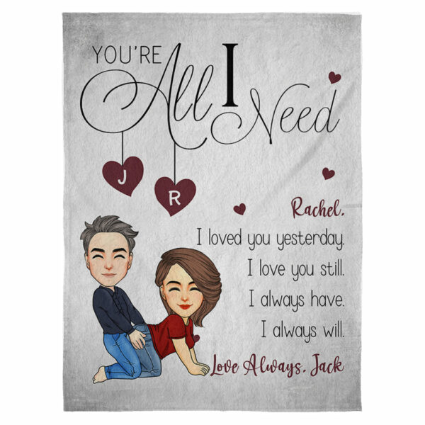 You're All I Need - Personalized Blanket For Couple - Image 2